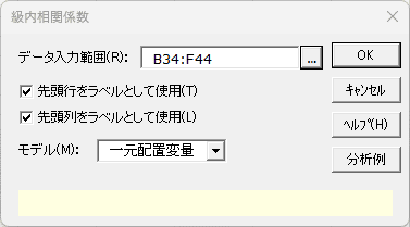 「級内相関係数」ダイアログ